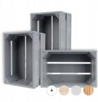 Creative Deco Fa láda deszka szürke doboz nagy virágláda 30x20x15cm x3 (X001WRXXZH)