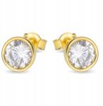 Lovrin Ezüstözött, aranyozott 925-ös fülbevaló, klasszikus fehér cirkónia kövekkel, keretben (62146681)