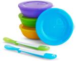 Munchkin színes tálkák szettel, fedőkkel és kanálkákkal (012106)