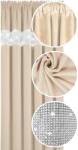 NOW-ART Kész függöny, sima, 145x240 cm, cirkónia kövekkel, matt készfüggöny, flitterekkel (Zasłony gotowe cyrkonie 240 jasny beż)
