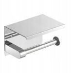  Fali Wc Papír Tartó Fürdőszobába Polccal, Krómozott Acél (TB000018)