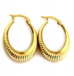 Lovrin Arany fülbevaló 585-ös függő ovális csíkos modern minta női divatos (Lovrin 62653)