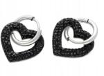  Fekete szív alakú fülbevaló sebészeti acélból, cirkóniákkal díszítve (849384)