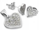 Lovrin Ezüst szett szívvel és cirkóniákkal 925 2.49g fülbevaló és medál divatos (62218104)
