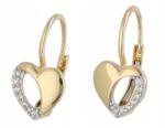 Lovrin Arany fülbevaló 585 Szívecskék Cirkónia Kövekkel 1, 93g angol kapcsos 14k (Lovrin 69673)