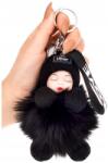 EdiBazzar Kulcstartó táskára, kulcsokra, fekete pompon, puha, lógó dísz, baba, babácska (N30)