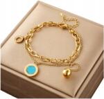 EdiBazzar Sebészeti acél elegáns női aranyozott arany karkötő 18K medál (BRANSOLETKA ZE STALI CHIRURGICZNEJ 316L)