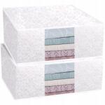  Tárolódoboz Cipzáras Fedéllel, Fehér, 63x43x21, 5 cm, 2 db (B0C9DFS6XW)