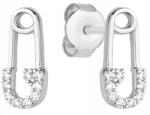 Lovrin 925-ös ezüst fülbevaló, biztosítótű alakú, fehér cirkónia kövekkel, stekkeres (tűs) rögzítéssel (Lovrin)