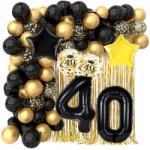Lewer Szett Lufik 40. születésnapra szám dekoráció Fekete Arany Stílusos Erős