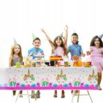  Unikornis Asztalterítő Lánynak Születésnapra 2 Darab 274x137 Cm Fehér