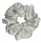 Qrown Selyem hajgumi fehér M-es méretben, 100% természetes selyem, selyem scrunchie (Jedwabna gumka do włosów, naturalny jedwab)