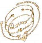 EdiBazzar Női Karkötő Szett 4db Arany Karika Lánc Cirkónia Kövekkel Ajándékba (L665)