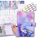  A6-os jegyzetfüzet tervező szett, pénzügyi iratrendező, költségvetés-tervező, megtakarítási szervező (Notes fiolet A6 planer organizer segregator)