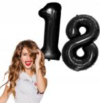 Lewer Lufik számok 18 Fekete fólia Erős születésnapi szett 80cm