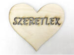  Natúr fa - "Szeretlek" szív 7x8cm - koszorúhoz és asztaldíszhez
