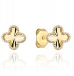 Lovrin Arany fülbevaló 585, négylevelű lóhere mintával, gyémántcsiszolással, fehér arannyal, 1.01g (58716985)