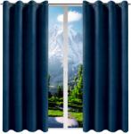 NOW-ART Kész bársony függönyök 140x240 szett, függöny szett nappaliba, karikás rögzítéssel (Zasłony welurowe na kółkach granatowe 240)