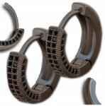 EdiBazzar Elegáns női fekete, lógós fülbevaló cirkónia kövekkel, karika alakú (Eleganckie kolczyki damskie czarne wiszące)