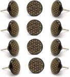  Kerámia Gomb Fekete Arany Mintával 12 Darabos Szett (nacn)