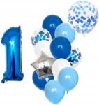  Lufik fehér kék születésnapi 12db konfetti party latex