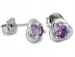 Lovrin 925-ös ezüst fülbevaló lila kővel, 1, 44g, ajándéknak