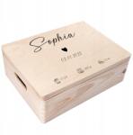 Creative Deco Emlékdoboz gravírozással ajándék születés keresztelő metrika 40x30x14 (JANCDSD140CUSTOMHEARTBMEMBOXFBM)