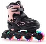 SUOTU Állítható méretű gyerek görkorcsolya 28-31 Led világítással, ABEC7 csapágyakkal, fekete-rózsaszín, szabadidős használatra (S79)