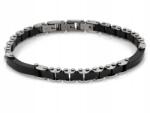 Lovrin Divatos, elemes acél karkötő fekete díszítéssel, 7.2mm széles, 21-es méret (56748097)
