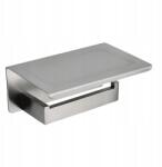  Falra Szerelhető Toalettpapír Tartó, Fürdőszobai Polc, Szálcsiszolt Acél, Ezüst (TB000025)