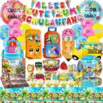  Dekorációs szett iskolakezdésre Lufik Tányérok Evőeszközök és Banner