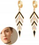  Arany színű, Nemesacél Fülbevaló levél mintával, 316L, toll alakú, 18K arannyal futtatott, boho stílusú (Złote KOLCZYKI ZE STALI CHIRURGICZNEJ)