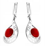 Lovrin Elegáns 925-ös ezüst fülbevaló korall kővel díszítve, ajándékba