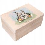 Creative Deco Húsvéti fadoboz gravírozással ajándék gyerekeknek édességek 30x20 (JANCDSD130BCUSTOMTWOBUNNYBOXFBM)