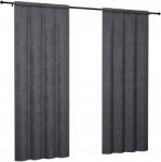 NOW-ART Kész függöny szürke bársony 140x250 sima készfüggöny otthonra, ráncolóval (ZASŁONKI BUTELKOWA ZIELEŃ PUDROWY RÓŻ)