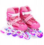 Világító kerekű görkorcsolya gyerekeknek, rózsaszín, M-es méret: 33-37