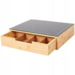  Szervező Kávéhoz, Teához, Bambusz, Üveg, Grafika, Lap, Fekete, Arany Keret (4839820040981)