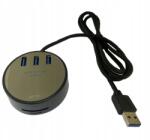  3-portos Usb Hub, Kártya olvasó, Usb-a -> 3xUSB3.0, MicroSD/TF, SD, Fekete (BYL-1909)