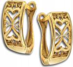 Lovrin Arany fülbevaló 585-ös finomságú, áttört mintás, szíves, lemezes, 14 karátos, divatos, angol kapcsos (Lovrin 66214)