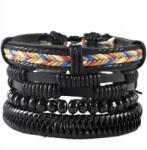 EdiBazzar 4 db-os férfi karkötő szett gyöngyökkel és boho stílusú bőr zsinórral (5905884062906)