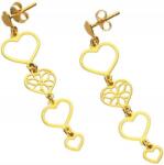 Lovrin Ezüst színű aranyozott fülbevaló 925 áttört mintás négy szív csavarral a stiften (Lovrin 54851)