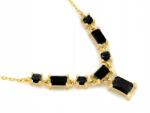 Lovrin Elegáns, 925-ös sterling ezüst nyaklánc, aranyozott, fekete kövekkel, r45 ajándék (Lovrin)