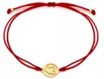 Lovrin Arany 585 karkötő piros zsinóron, körrel és szívekkel, 0.71g