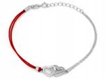 Lovrin Ezüst karkötő 925 két szívvel, piros zsinórral, súlya 1, 96g, mérete 18 (62435820)