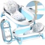 Lewer Összecsukható babakád, hőmérős, párnával, szilikon, kék (WAN-N)