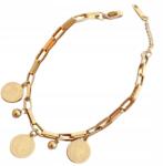  Elegáns arany színű nemesacél karkötő érmés medállal és lánccal (bransoletka 316L ze stali chirurgicznej)