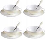 Porcelán Csésze és Csészealj Készlet 4 Személyre, Kanállal, 160ml (B07JY88W7M)