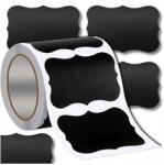  Papír matricák címkék tekercsen ajándékokhoz, üvegekhez, barkácsoláshoz, fekete, 120 db