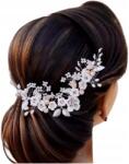  Ezüst színű fésű esküvőre, hajdísz, fehér virágokkal, esküvői dekoráció (Srebrny grzebyk ozdoba do włosów ślubna)
