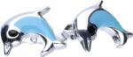 Lovrin Ezüst fülbevaló 925 zománcozott delfinek 2, 35g divatos minta csavaros ajándék (Lovrin 48910)